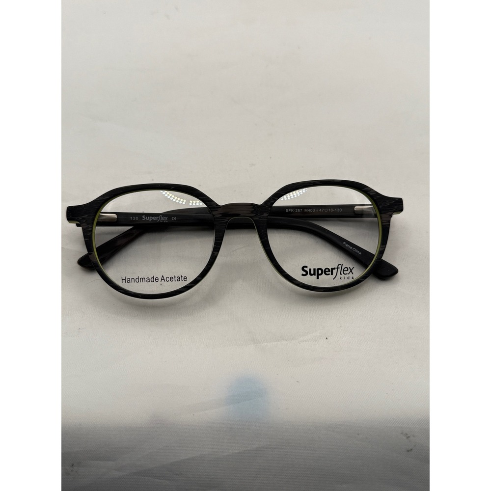 Superflex Kids Eyeglasses Frames Black Woodgrain Handmade Acetate New